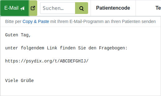 Fragebogen per E-Mail versenden per Copy & Paste