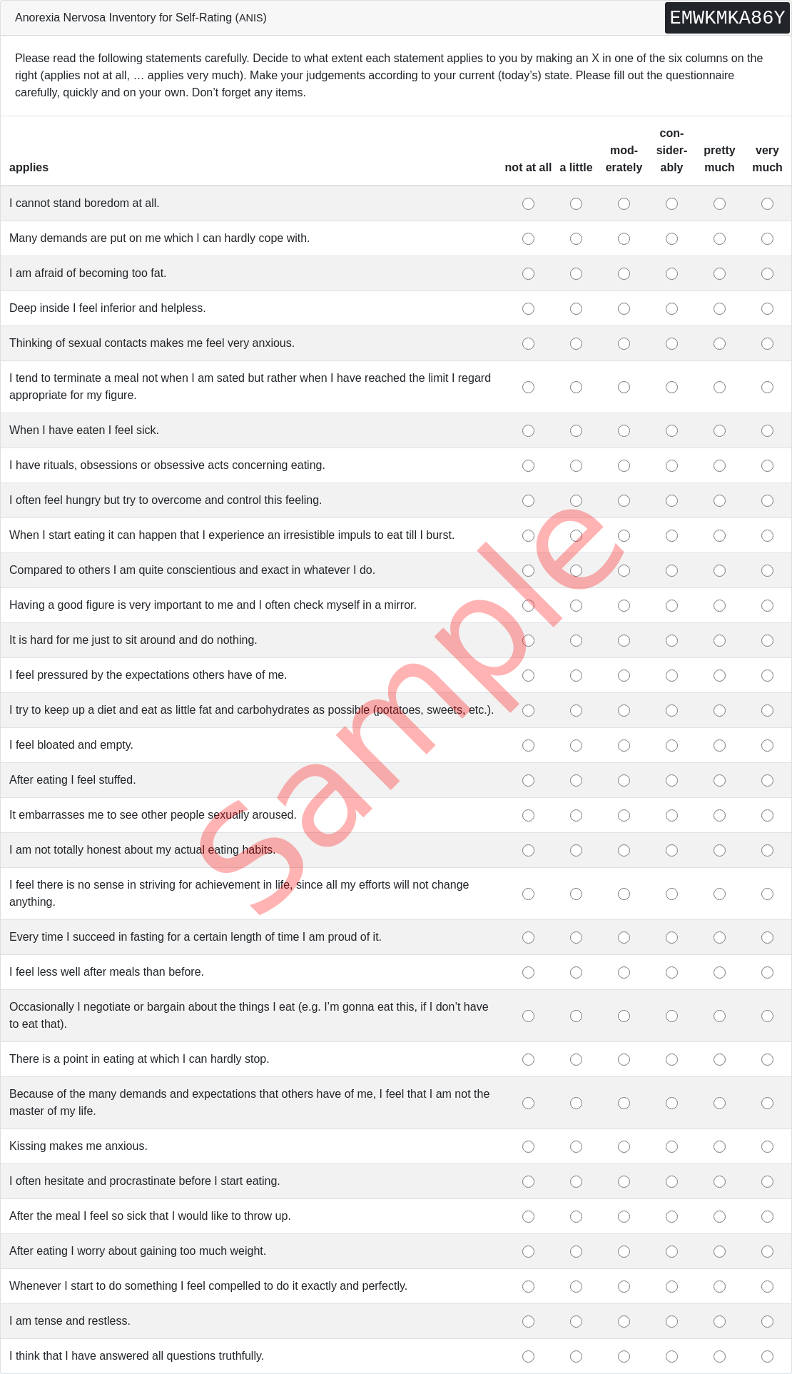 ANIS Questionnaire