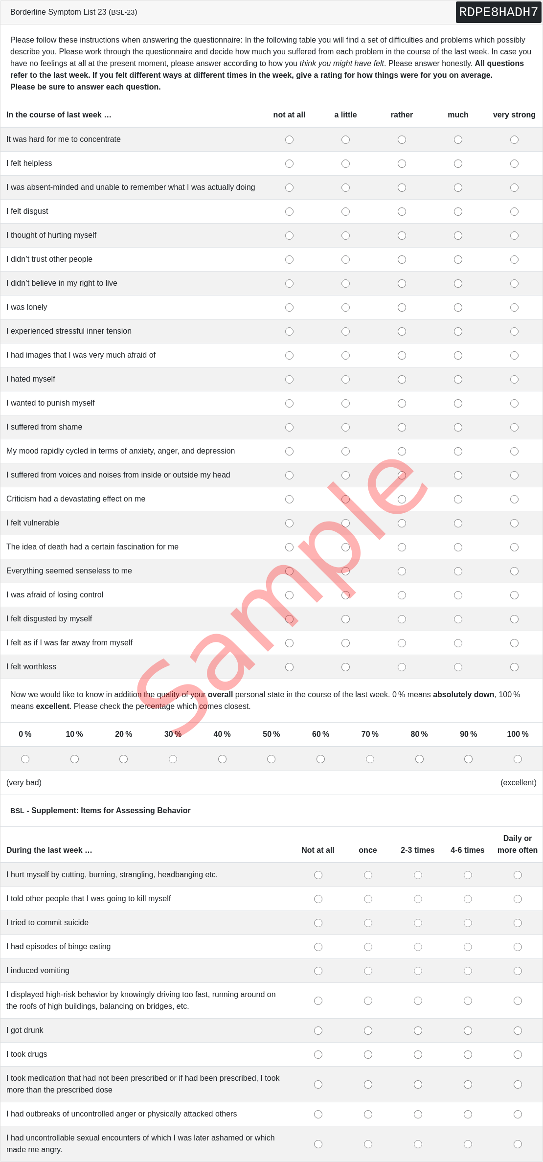 BSL-23 Questionnaire
