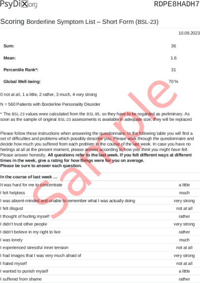 BSL-23 Scoring PDF Screenshot
