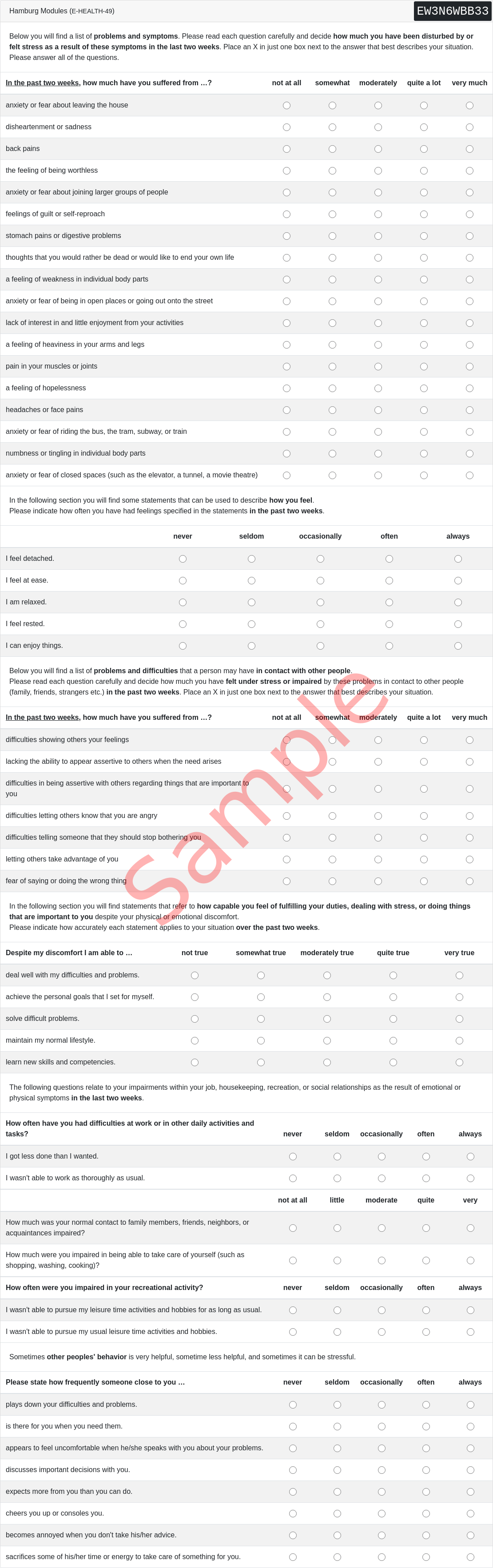 E-HEALTH-49 Questionnaire