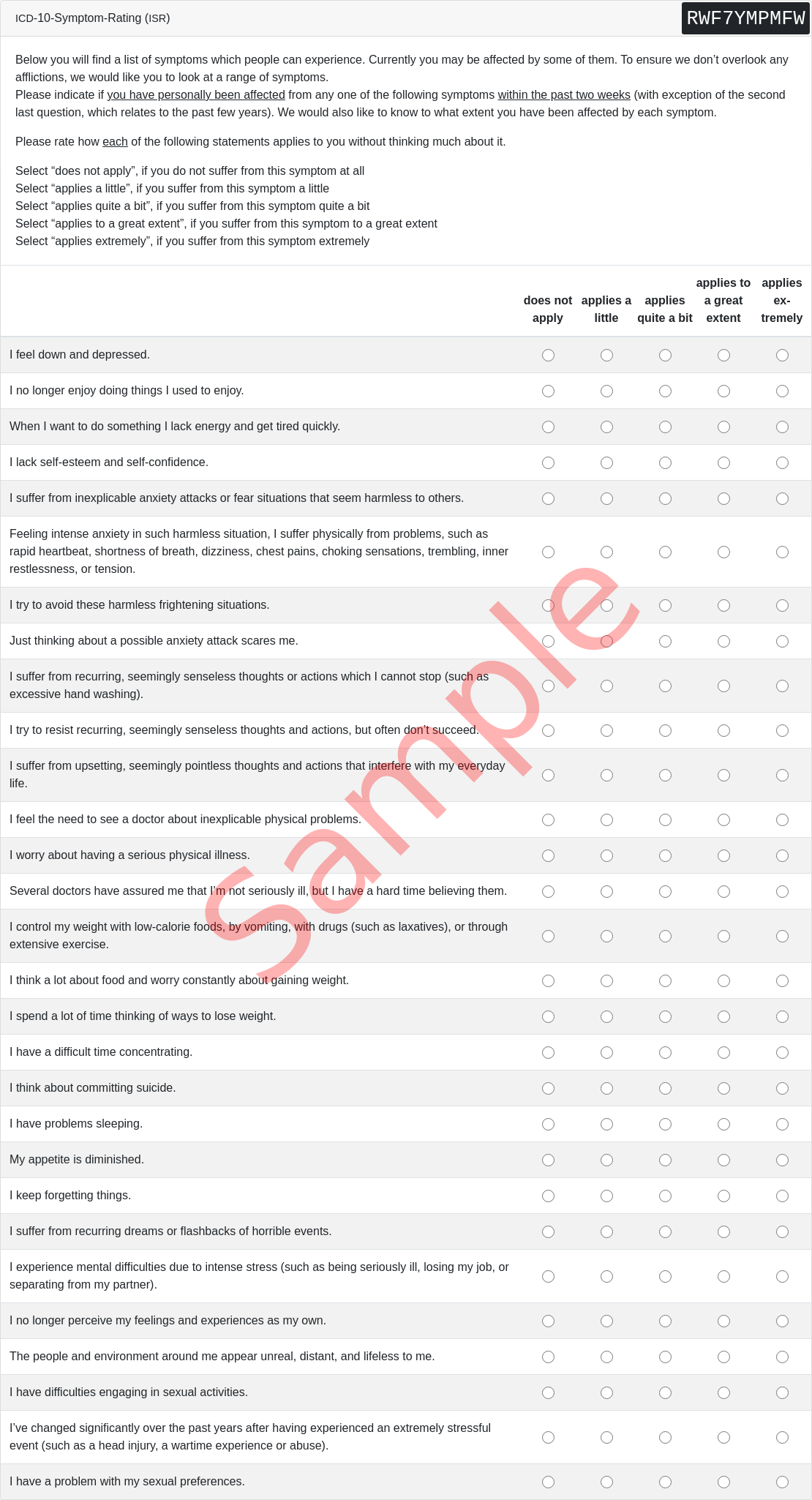 ISR Questionnaire