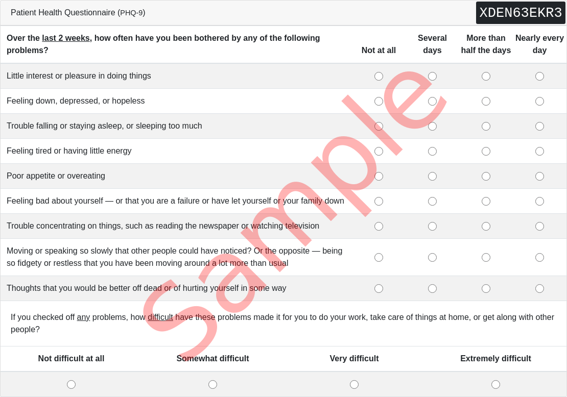 PHQ-9 Questionnaire