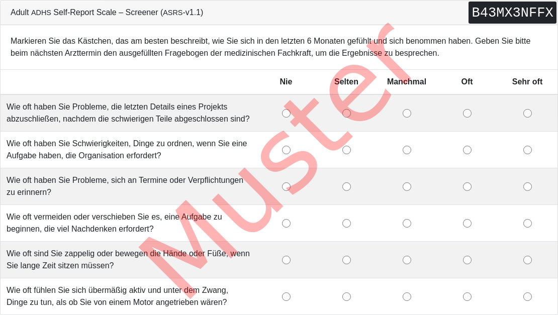 ASRS-v1.1-Fragebogen