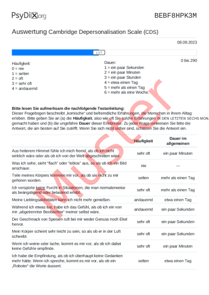 CDS-Auswertung PDF Bildschirmfoto