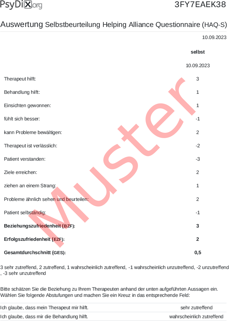 HAQ-S-PDF-Auswertung