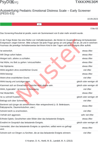 PEDS-ES-Auswertung PDF Bildschirmfoto