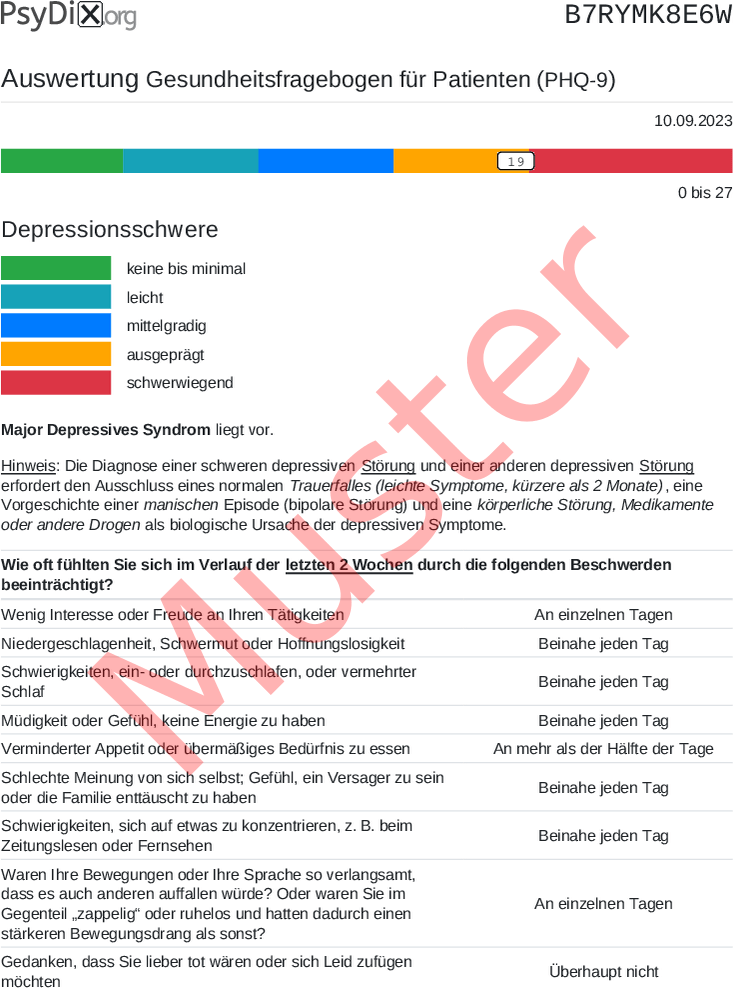 PHQ-9-PDF-Auswertung