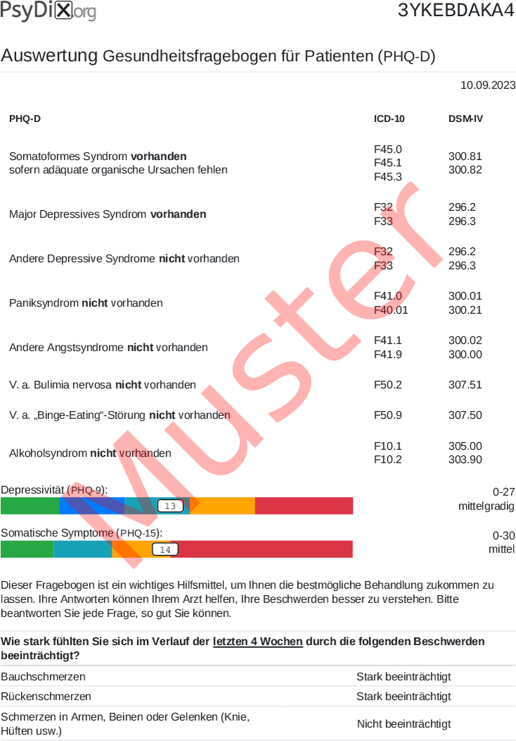 PHQ-D-PDF-Auswertung