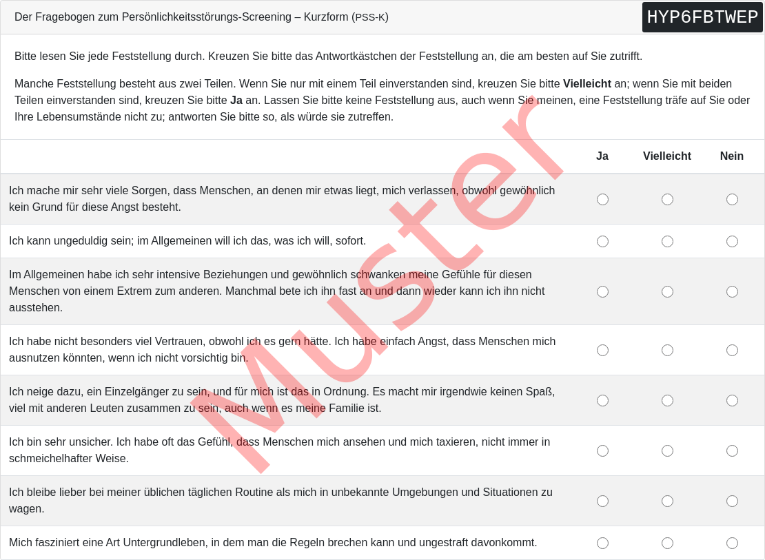 PSS-K-Fragebogen