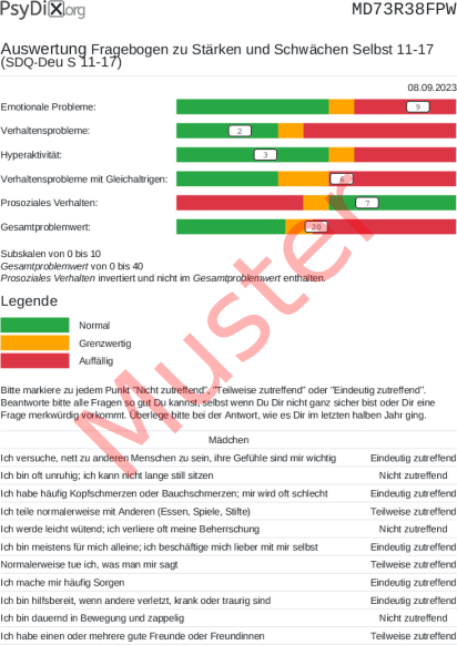 SDQ-Deu-Auswertung PDF Bildschirmfoto