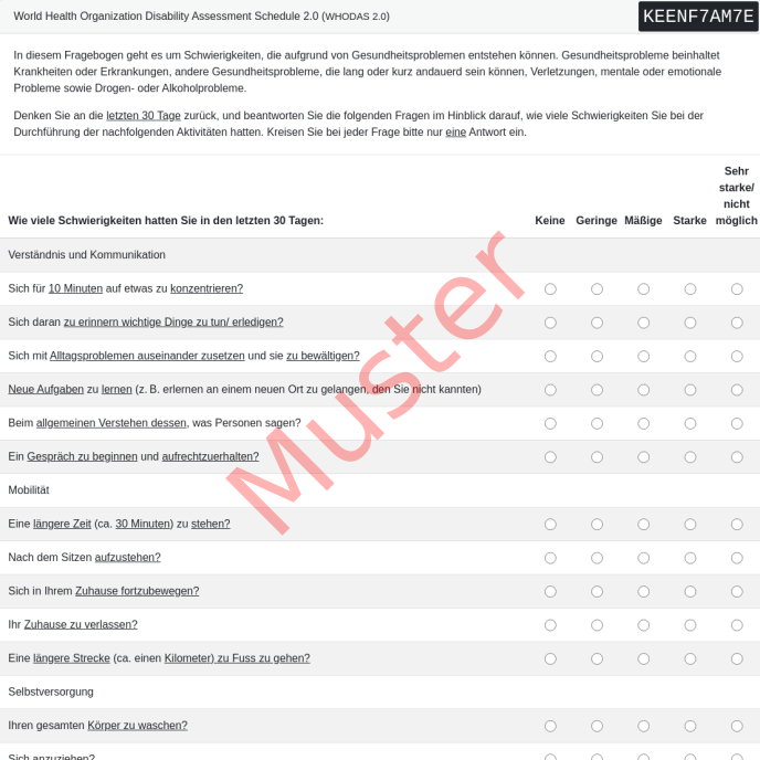 WHODAS 2.0-Fragebogen