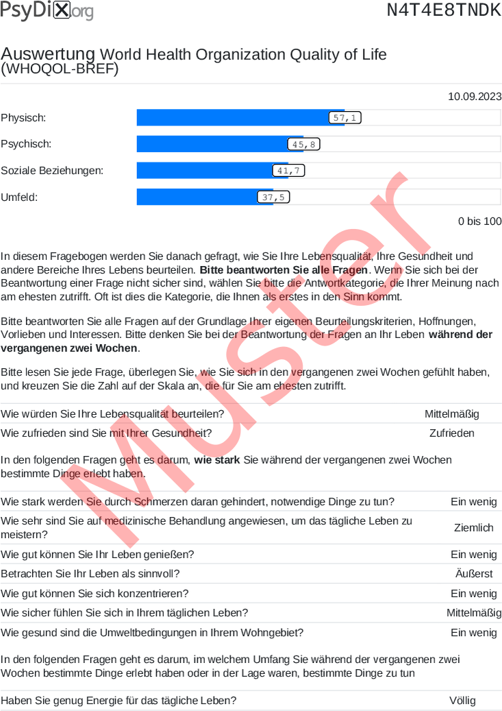 WHOQOL-BREF-PDF-Auswertung